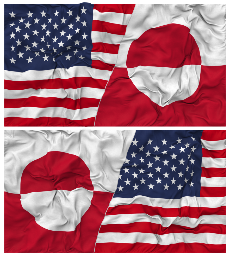 Greenland and United States Half Combined Flags Background with Cloth Bump Texture, Bilateral Relations, Peace and Conflict, 3D Rendering png