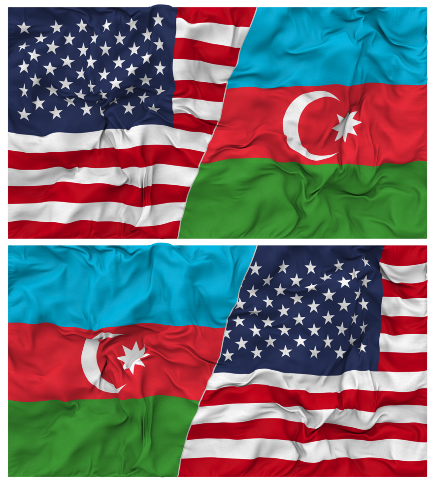 azerbaijan e unito stati metà combinato bandiere sfondo con stoffa urto struttura, bilaterale relazioni, pace e conflitto, 3d interpretazione png