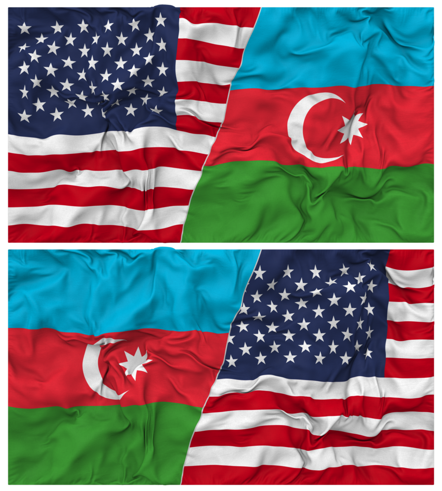 Azerbaijan and United States Half Combined Flags Background with Cloth Bump Texture, Bilateral Relations, Peace and Conflict, 3D Rendering png