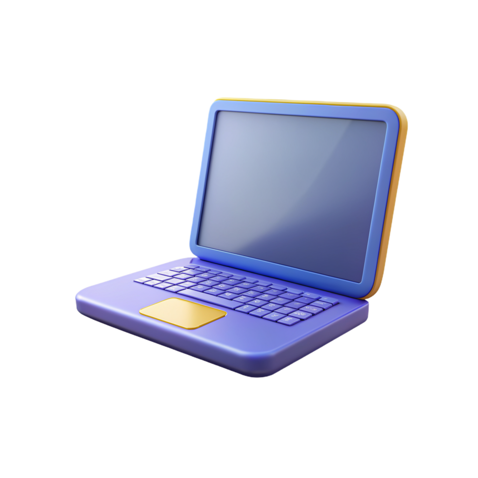 3d laptop illustration minimal icon on transparent background png