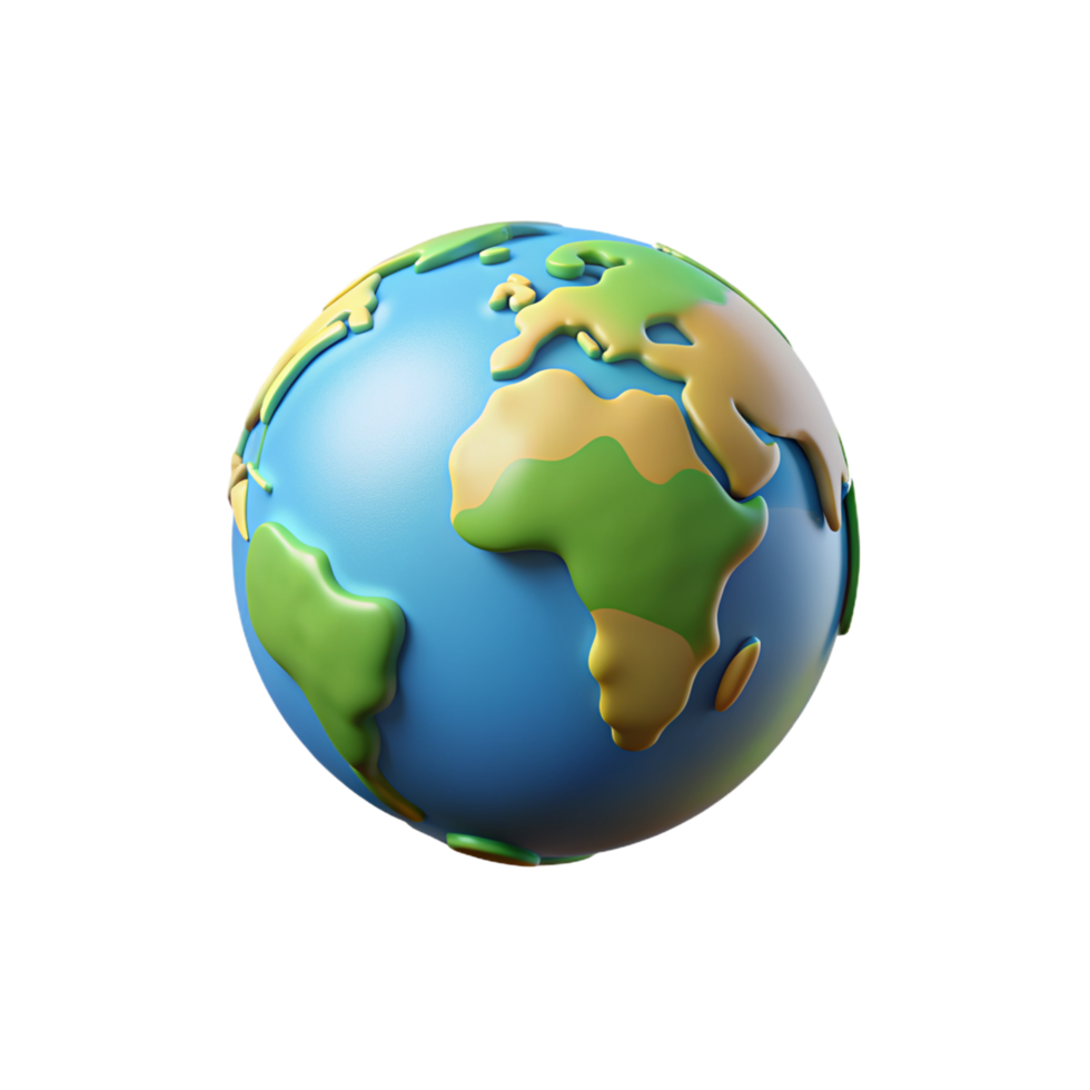 Earth 3d icon isolated on transparent background png