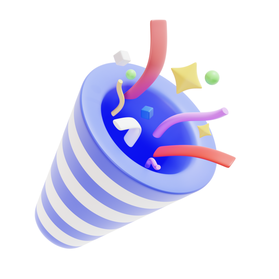 party popper icon transparent background 3d png