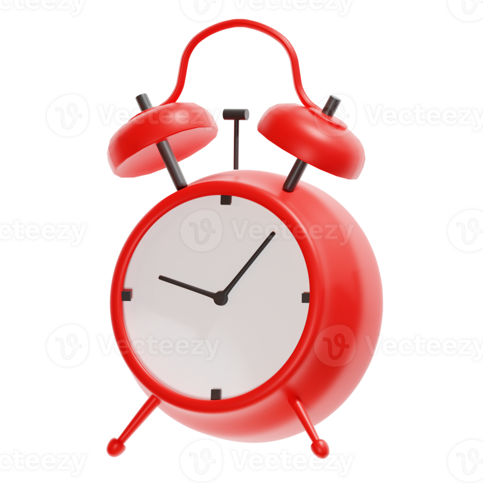 red alarm clock on transparent background png