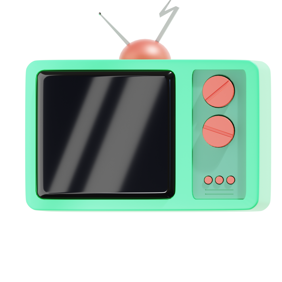 an old television with a red button on it png