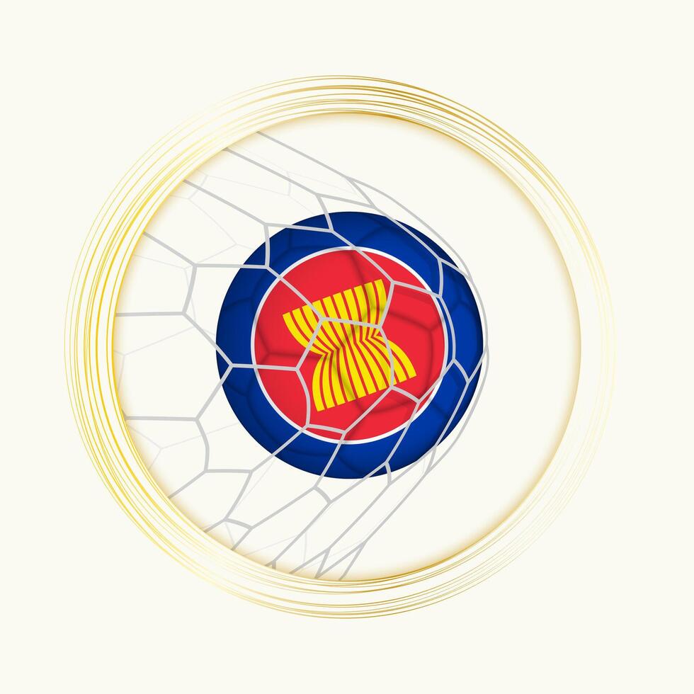 asean puntuación meta, resumen fútbol americano símbolo con ilustración de asean pelota en fútbol neto. vector