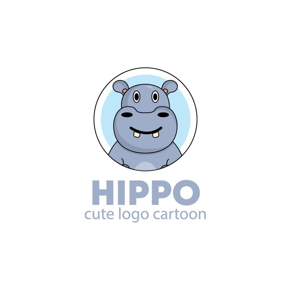 logo animal hippopotamus cute cartoon illustration. animal logo concept .flat style concept illustration cute vector