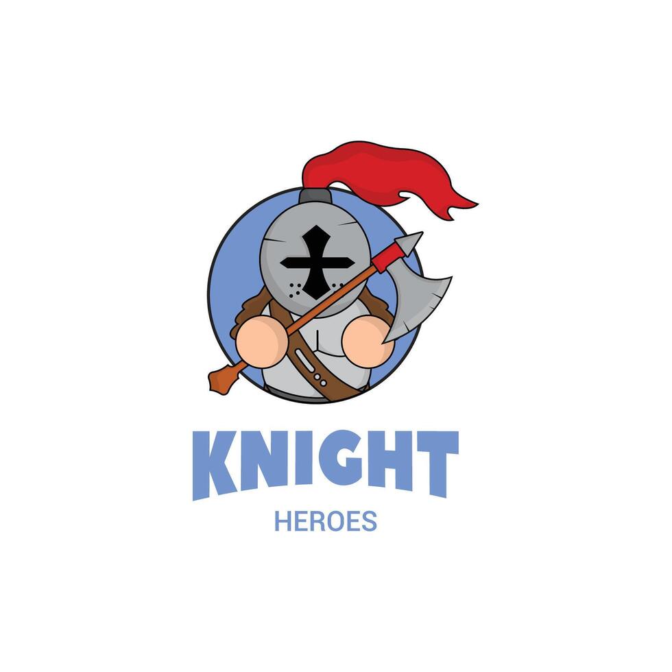 cute mascot logo gladiator with shield and sword.knight concept illustration mascot logo character vector