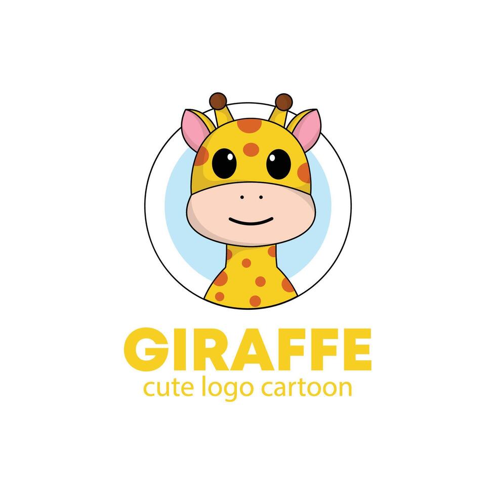 logo giraffe cute cartoon illustration. animal logo concept .flat style concept illustration cute vector