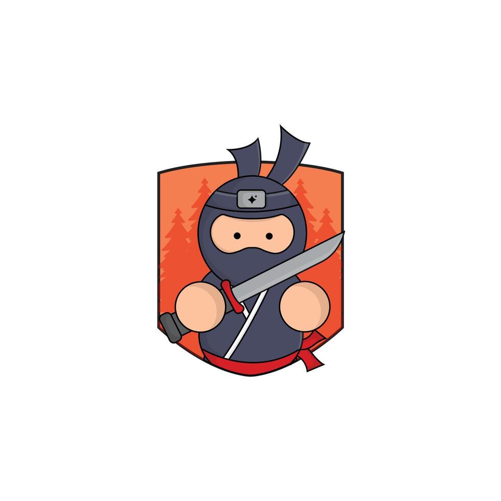 cute cartoon ninja sword icon illustration. kingdom concept illustration premium cartoon,flat style cartoon vector