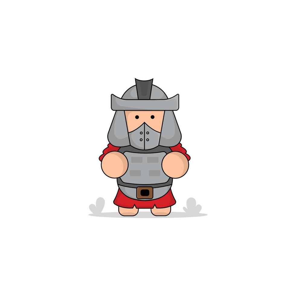 cute cartoon gladiator with shield and sword icon illustration. kingdom concept illustration premium cartoon,flat style cartoon vector