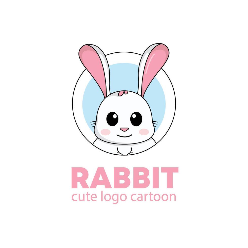 logo rabbit cute cartoon illustration. animal logo concept .flat style concept illustration cute vector