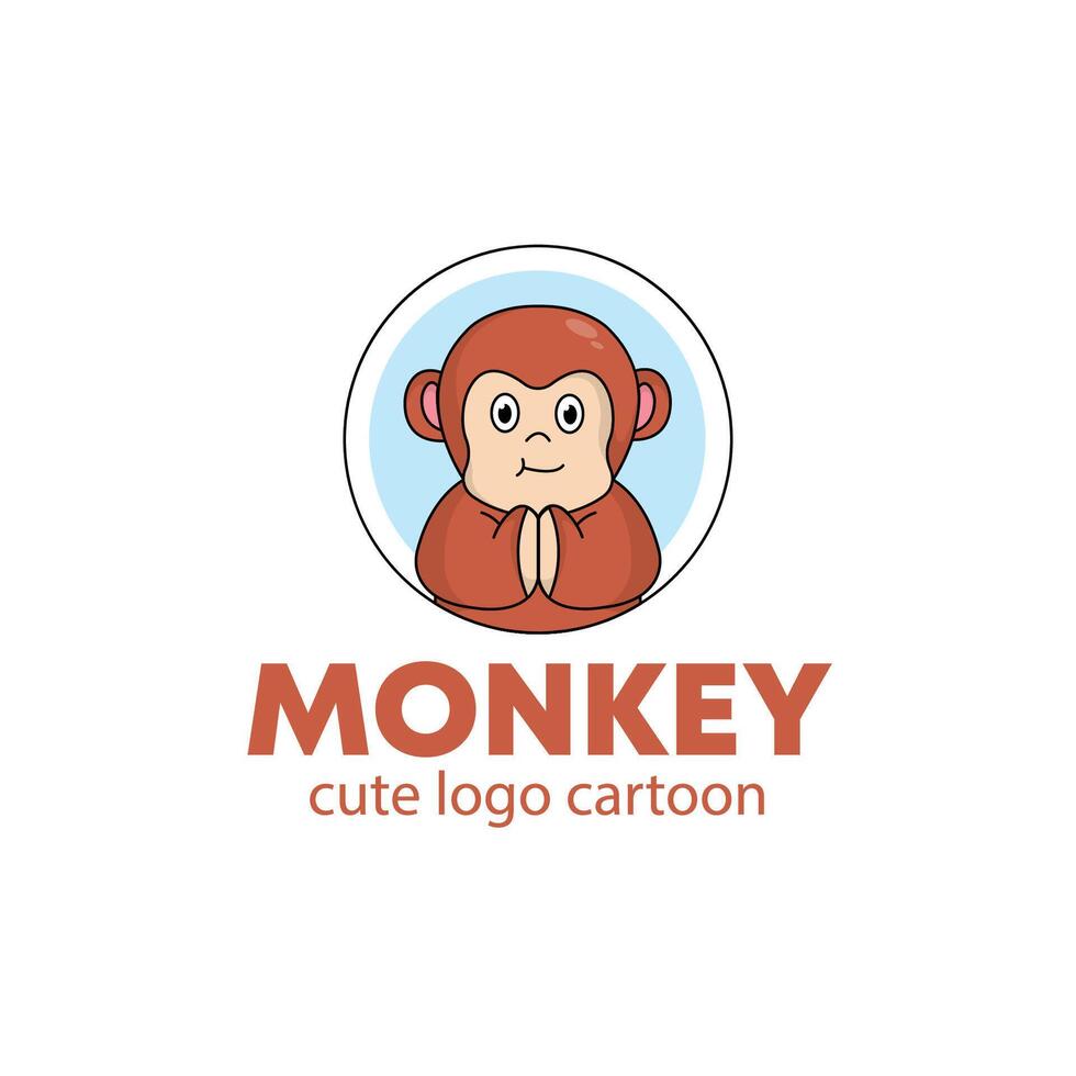 logo animal monkey cute cartoon illustration. animal logo concept .flat style concept illustration cute vector