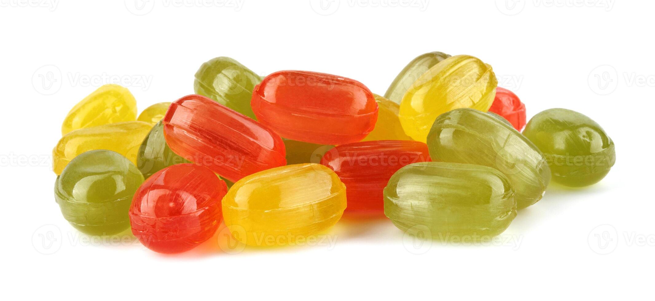 colorful fruit hard candy isolated on white. lollipop, candy, sweetmeat photo
