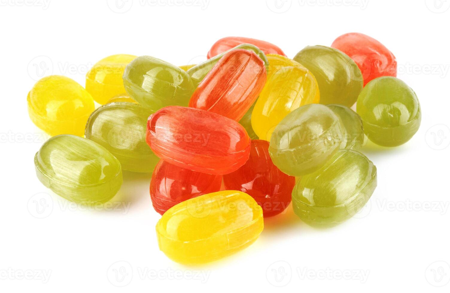 colorful fruit hard candy isolated on white. lollipop, candy, sweetmeat photo