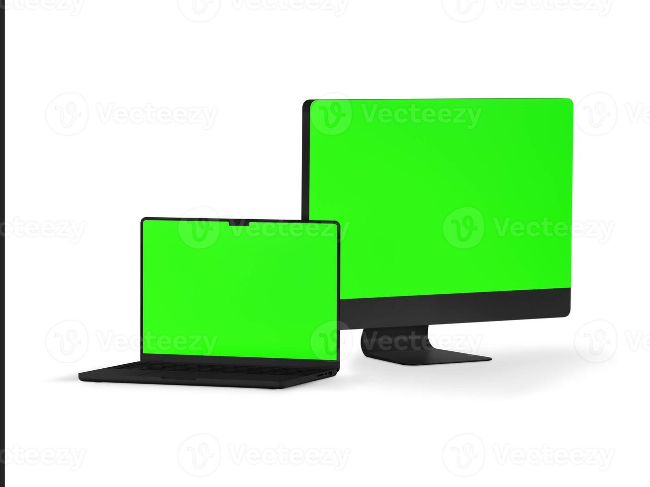monitor y ordenador portátil pantalla en blanco antecedentes foto