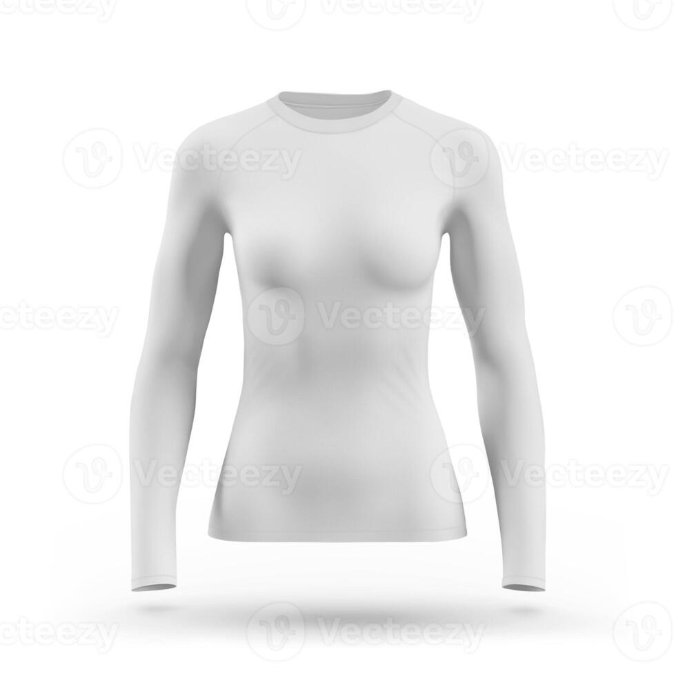 Long Sleeve Compression T-Shirt Women Front View on white background photo