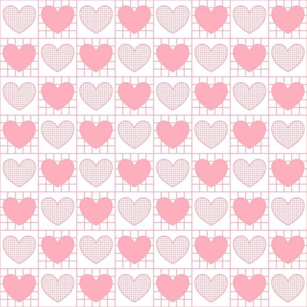 Cute heart seamless pattern . Pink and white heart. Collection of heart. Symbol of love and Valentine's day. Design for fabric, crafting tape, wrapping paper, sticker, card, decor. vector