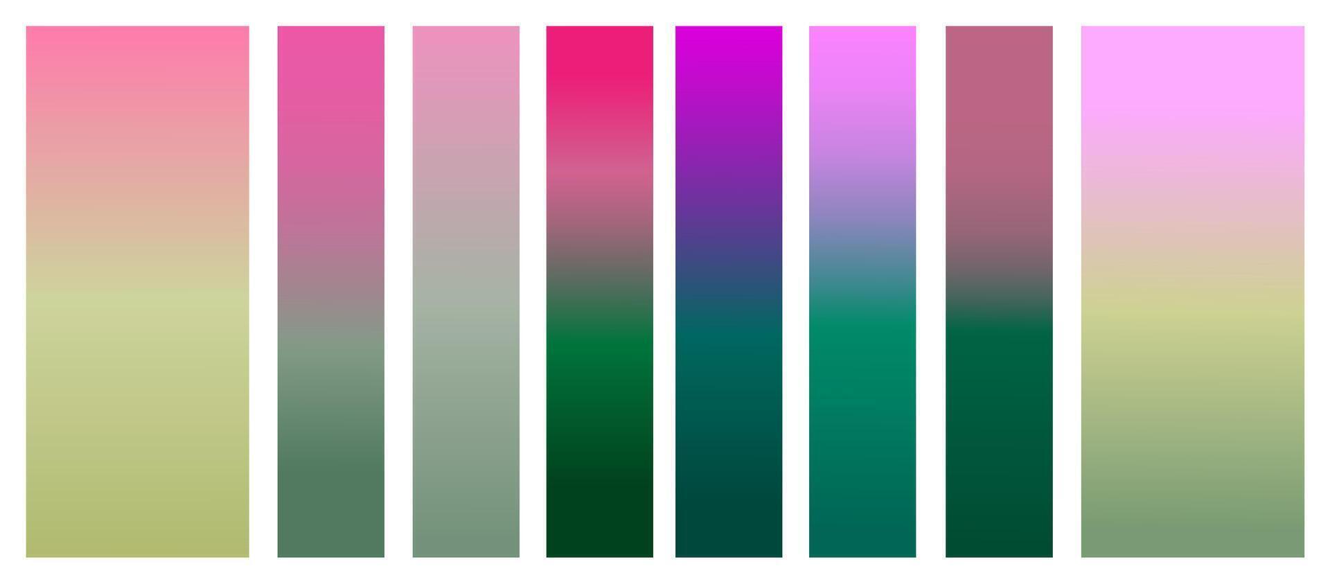 Set of gradient backgrounds. Green and pink are trendy summer colors. For graphic design. illustration vector