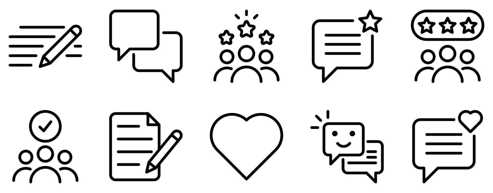 Detailed Feedback Icon Set in Line Style vector