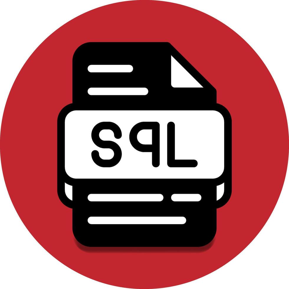 sql archivo tipo base de datos icono. documento archivos y formato extensión símbolo iconos en rojo sólido estilo vector
