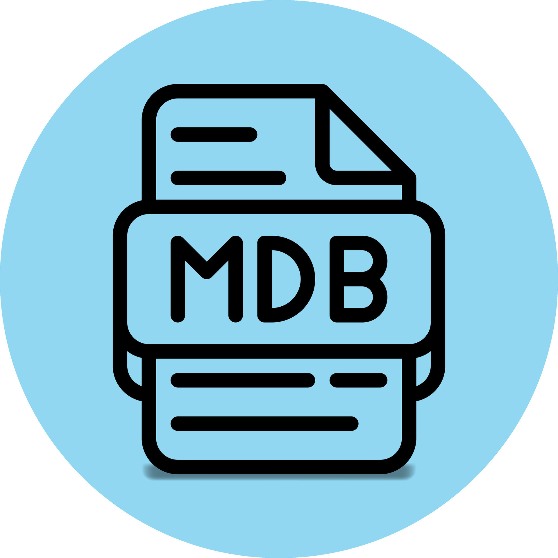 Mdb file type icon files and document format extension with an