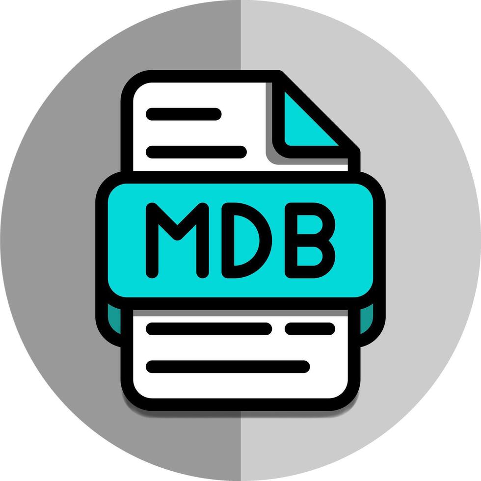 Mdb file type flat icons. document in format extension symbol icon. with a silver background at the back. vector