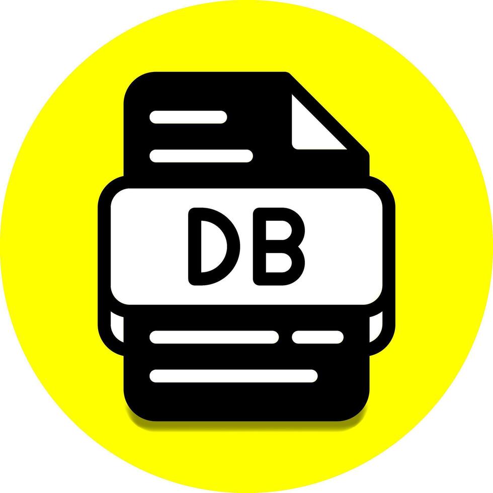 Db file type database icon. document files and format extension symbol icons. with a solid style and a bright yellow background vector