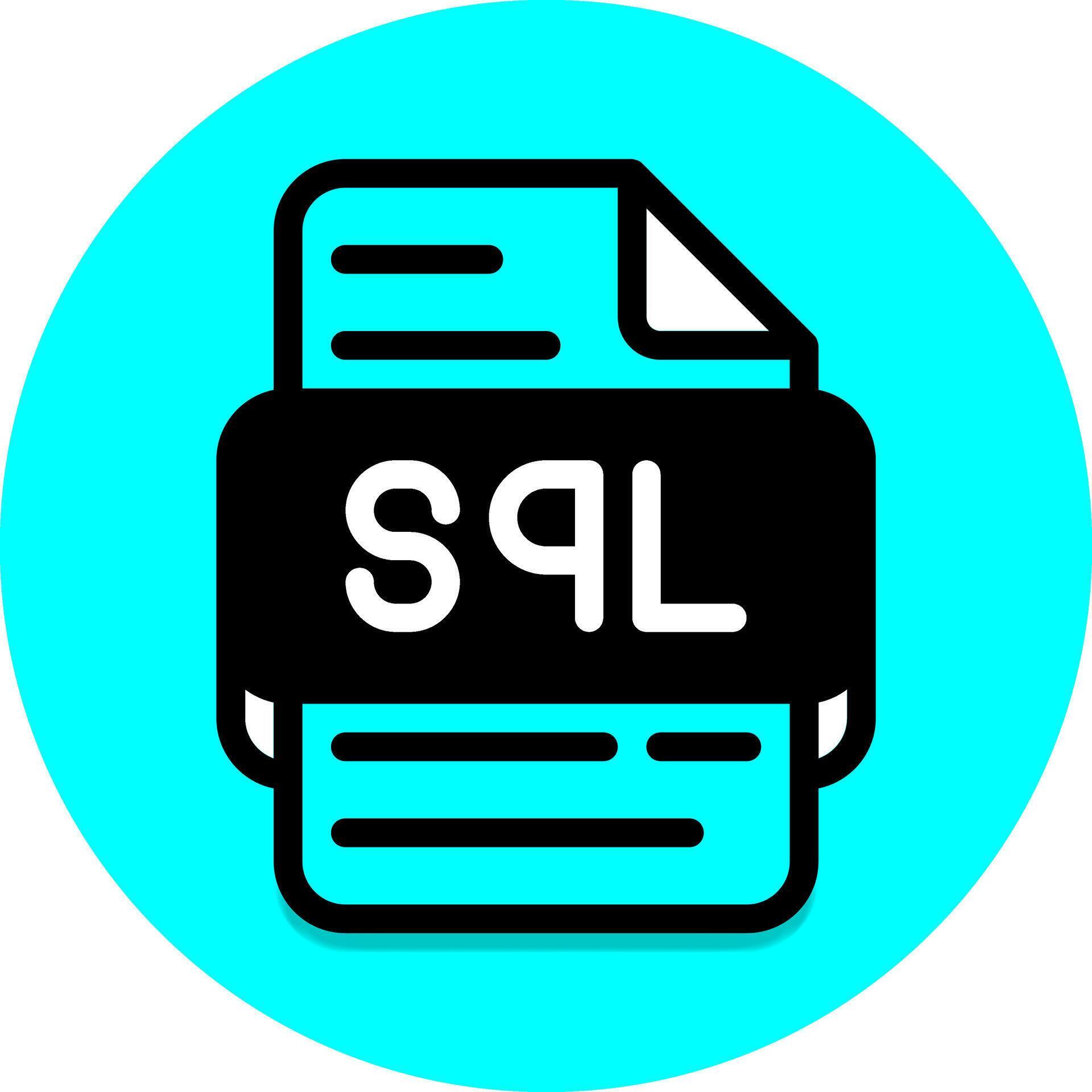 Sql file type icon. format files or document extension icons. in black ...