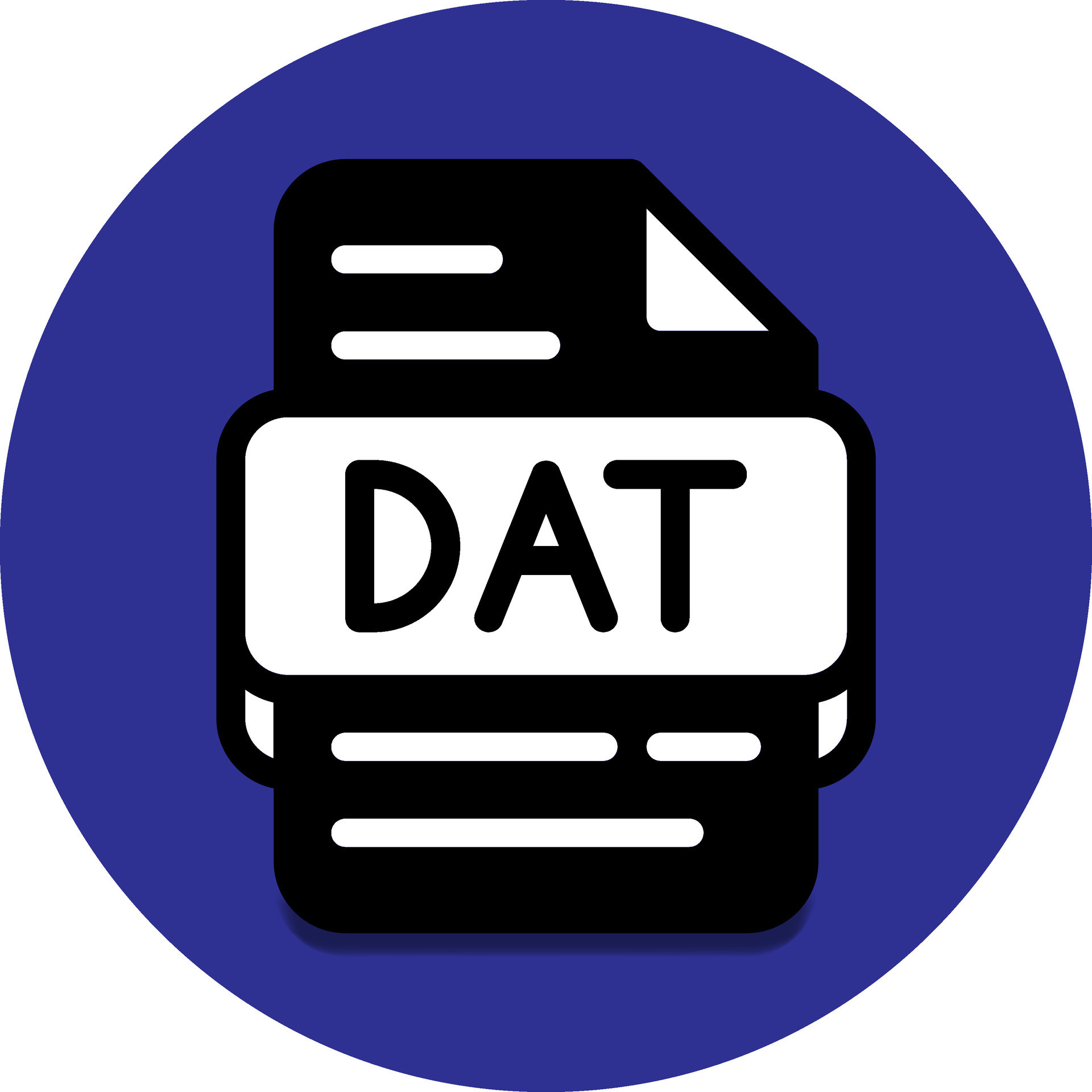 Dat file type database icon. document files and format extension symbol ...