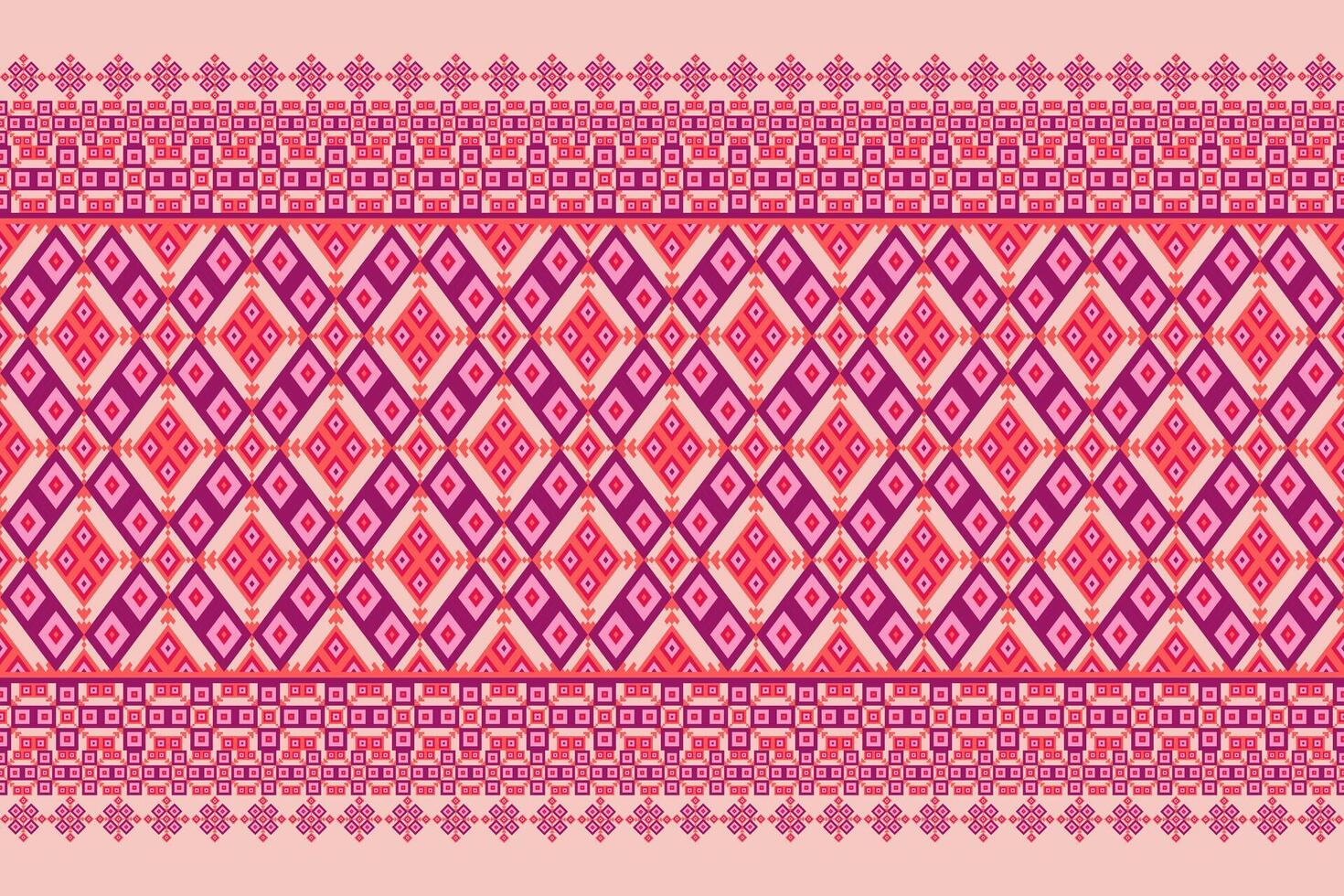 Geometric ethnic oriental seamless pattern. Axtec style embroidery floral pixel art background design for fabric, clothing, textile, scarf, wallpaper, table runner, wrapping, print, sarong vector