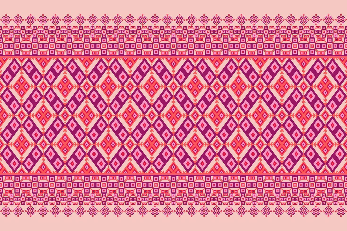 Geometric ethnic oriental seamless pattern. Axtec style embroidery floral pixel art background design for fabric, clothing, textile, scarf, wallpaper, table runner, wrapping, print, sarong vector