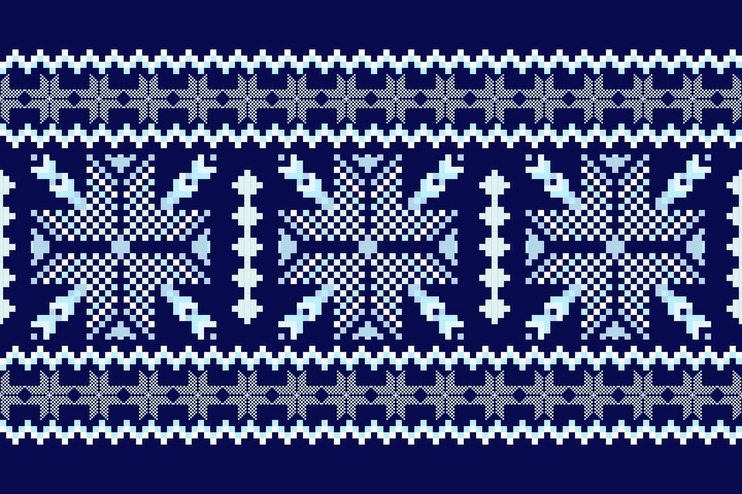 Geometric ethnic oriental seamless pattern. Axtec style embroidery floral pixel art background design for fabric, clothing, textile, scarf, wallpaper, table runner, wrapping, print, sarong vector