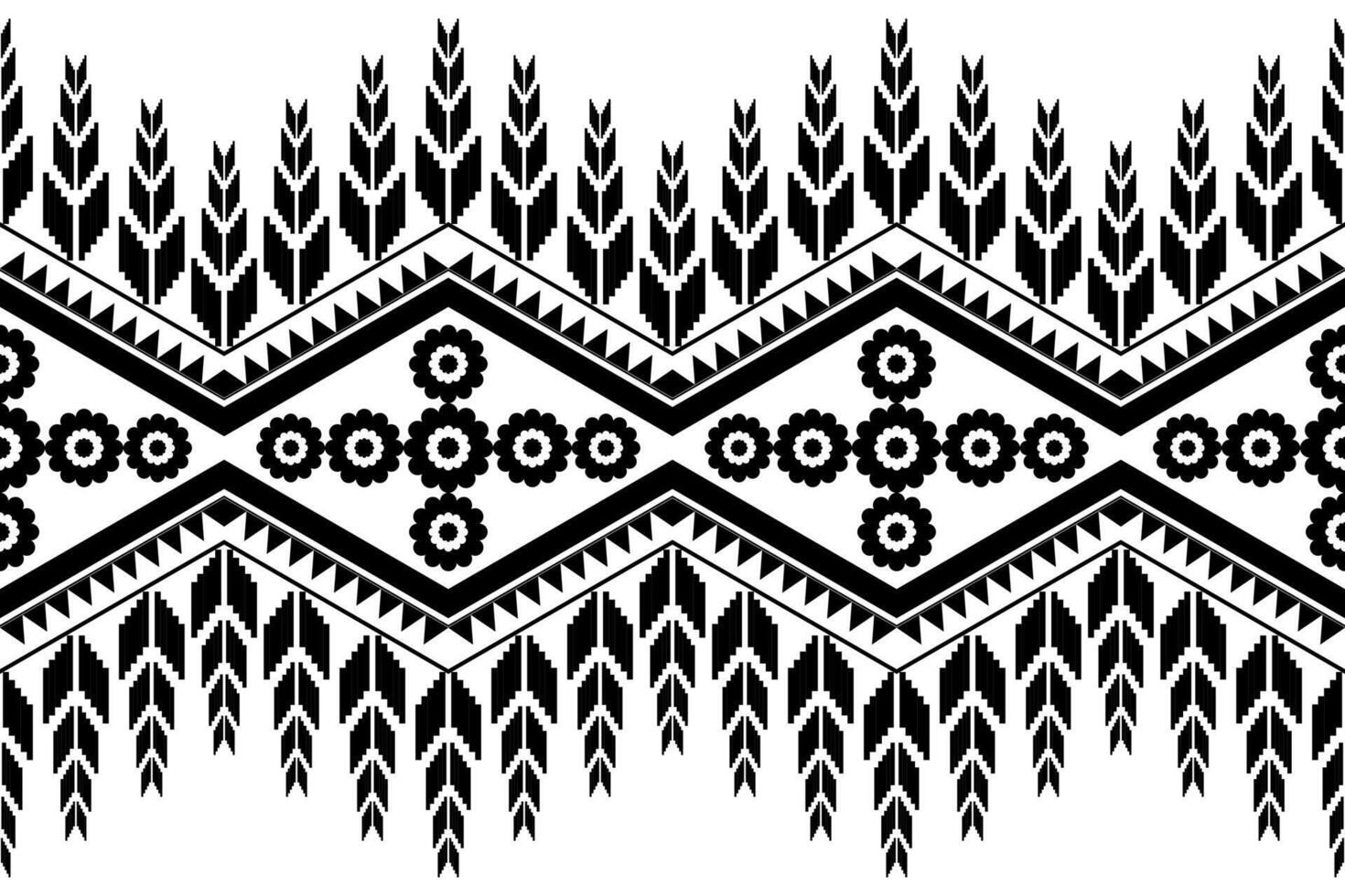 Geometric ethnic oriental seamless pattern. Axtec style embroidery floral pixel art background design for fabric, clothing, textile, scarf, wallpaper, table runner, wrapping, print, sarong vector
