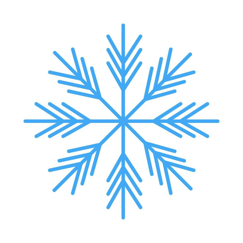 Winter snowflake in trendy monochrome blue in minimalistic style. Isolated winter design element vector
