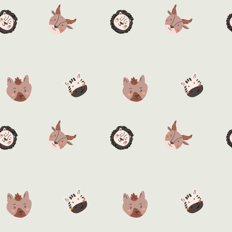 Wild african safari animals pattern in trendy scandinavian style. vector