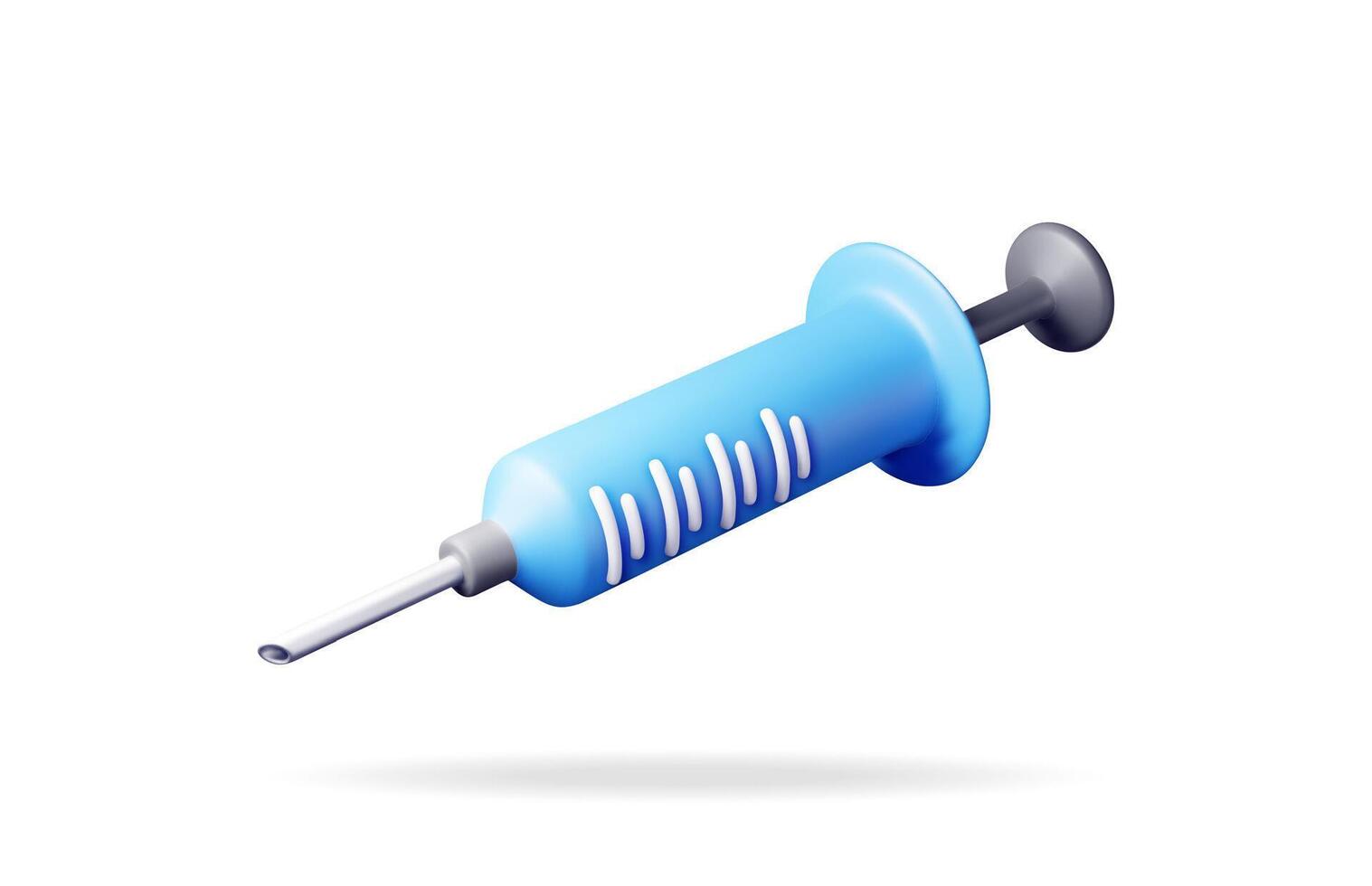 3d syringe icon isolated on white background. Render medical plastic vaccination syringe. Injection syringe needles. Healthcare hospital medical diagnostics. Urgency emergency. vector