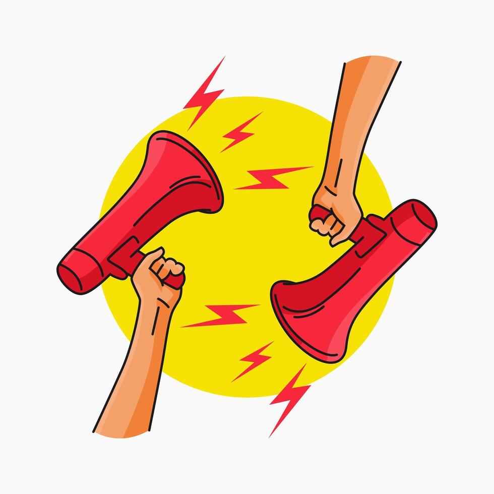 illustration of a megaphone speaker held in a hand vector