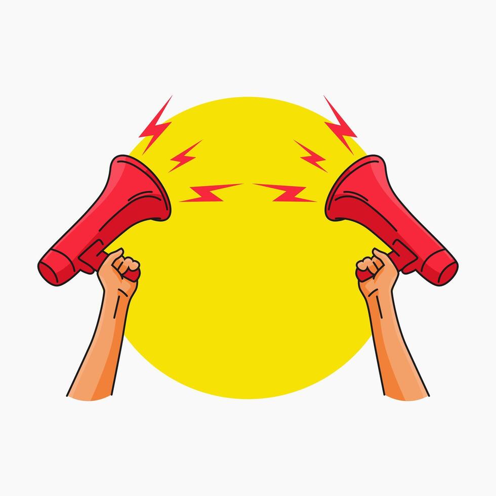 illustration of a megaphone speaker held in a hand vector