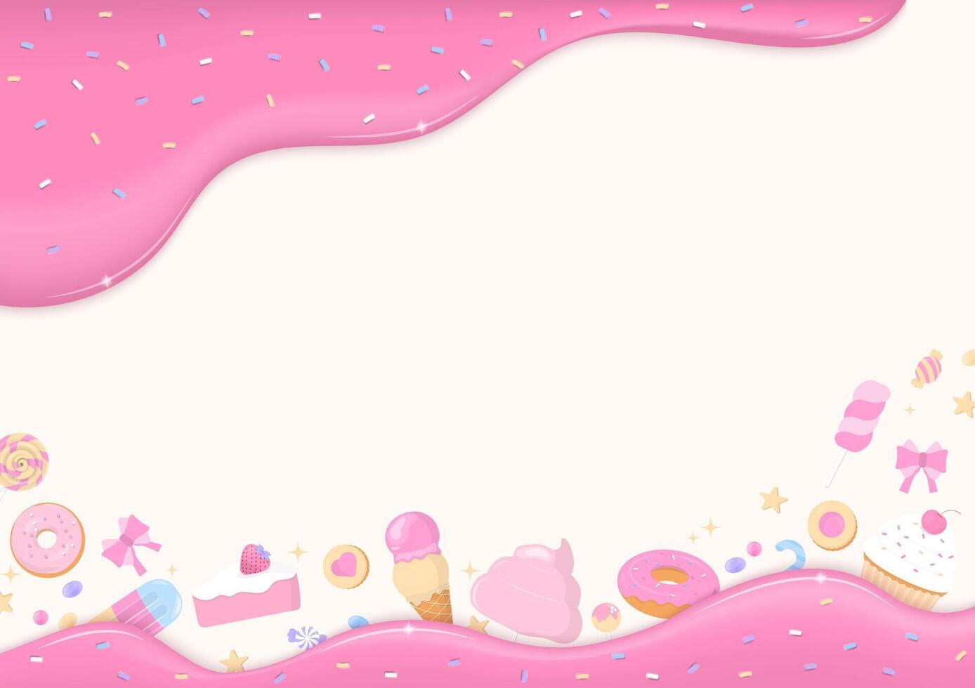 Bakery and pink liquid on cream background vector