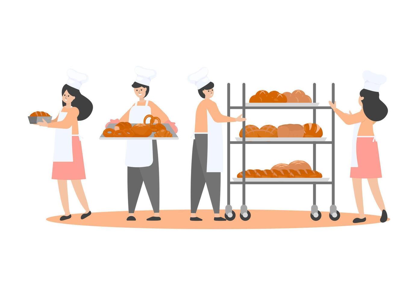 Baker with bakery products on white background vector