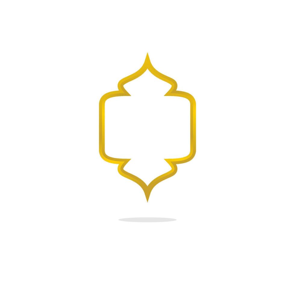 golden islamic logo with a frame. Elegant gold Islamic shape ornament frame. Abstract outline template for icon or badge, logo vector