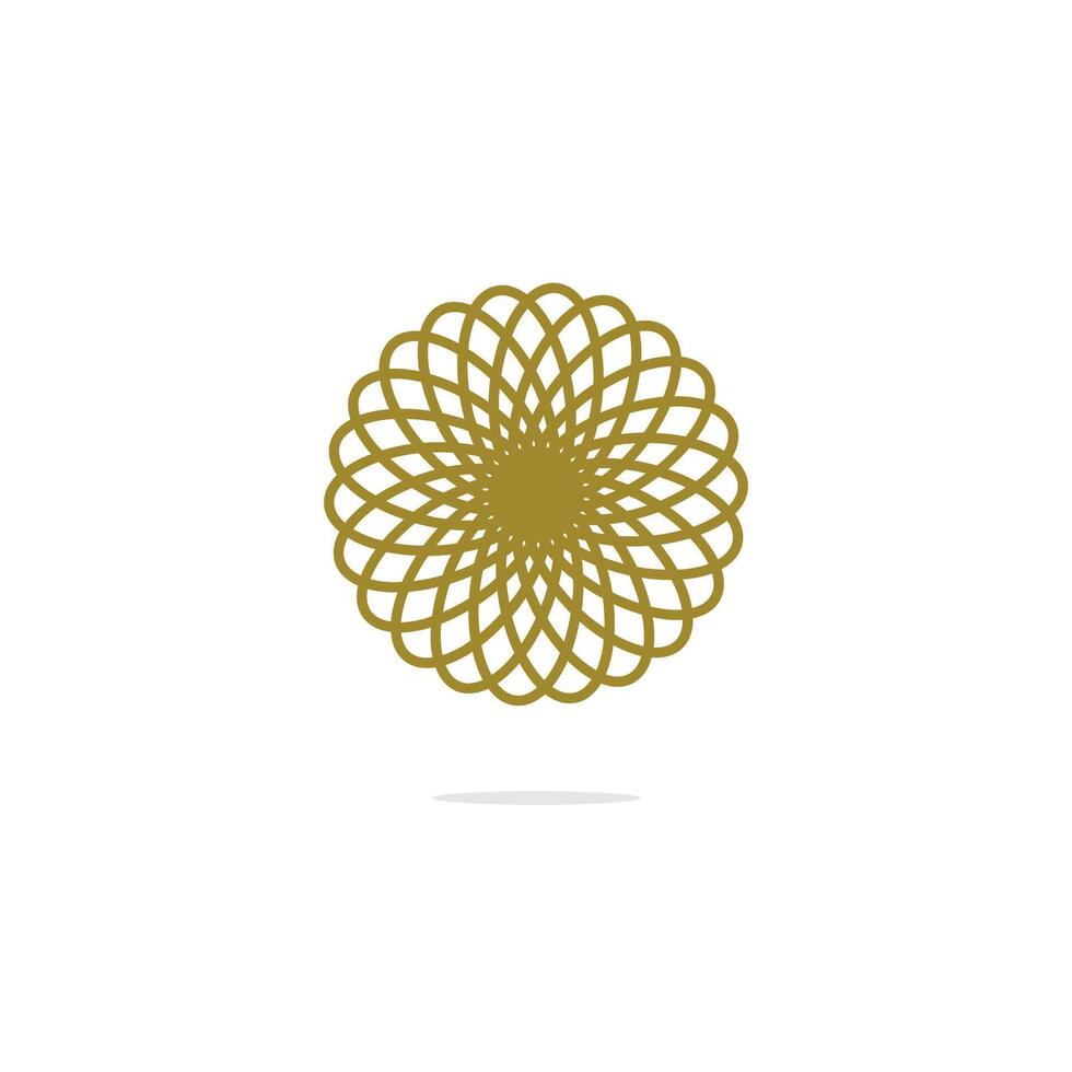 a golden flower logo on a white background. Luxury abstract islamic geometric ornament design element pattern. Outline art decoration vector