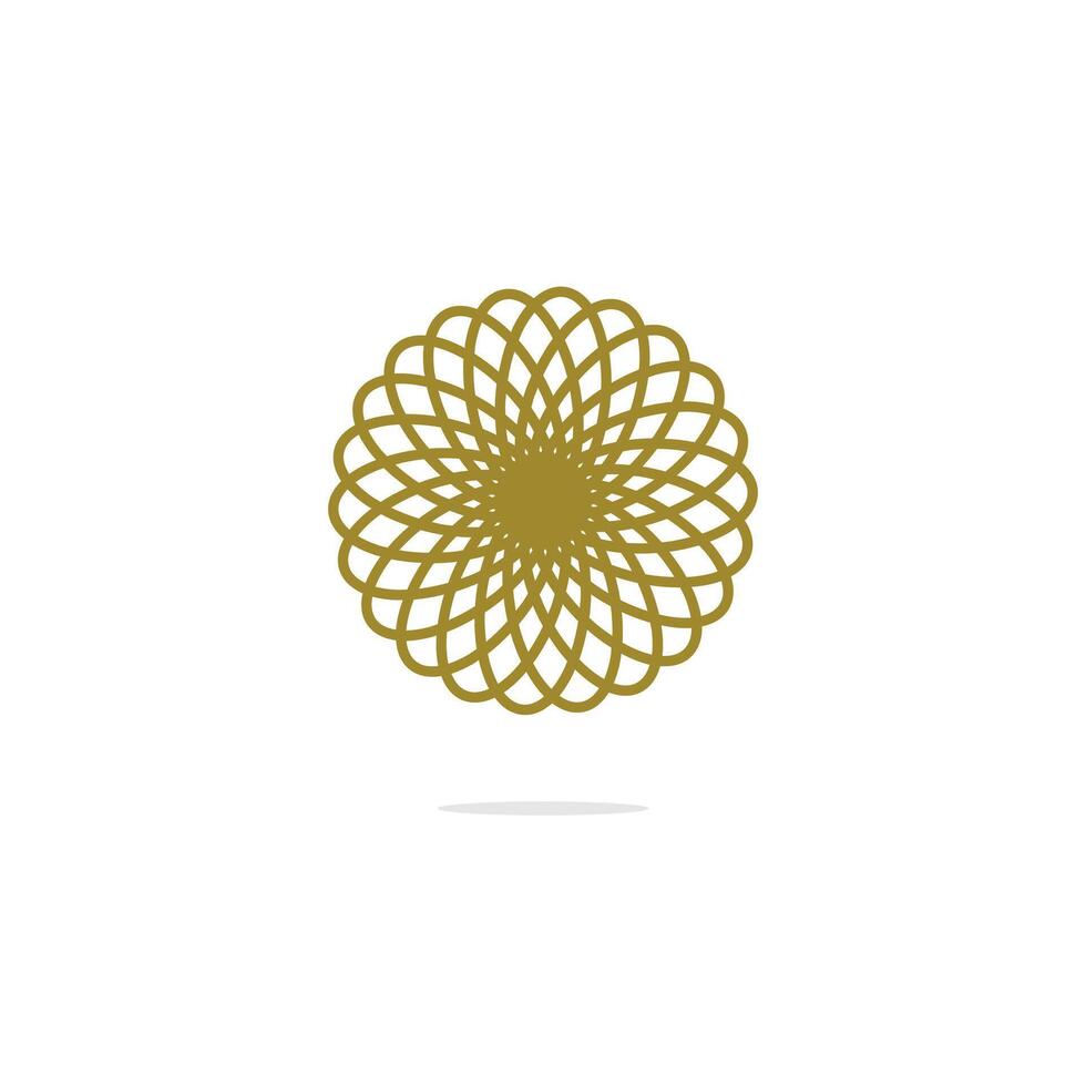 un dorado flor logo en un blanco antecedentes. lujo resumen islámico geométrico ornamento diseño elemento modelo. contorno Arte decoración vector