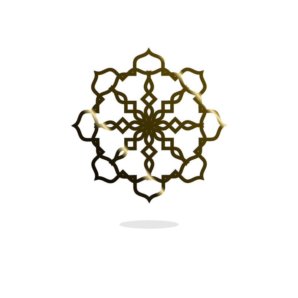 golden logo design illustration. Abstract islamic geometric ornament design element pattern. Outline art decoration for your cover, surface, idea vector