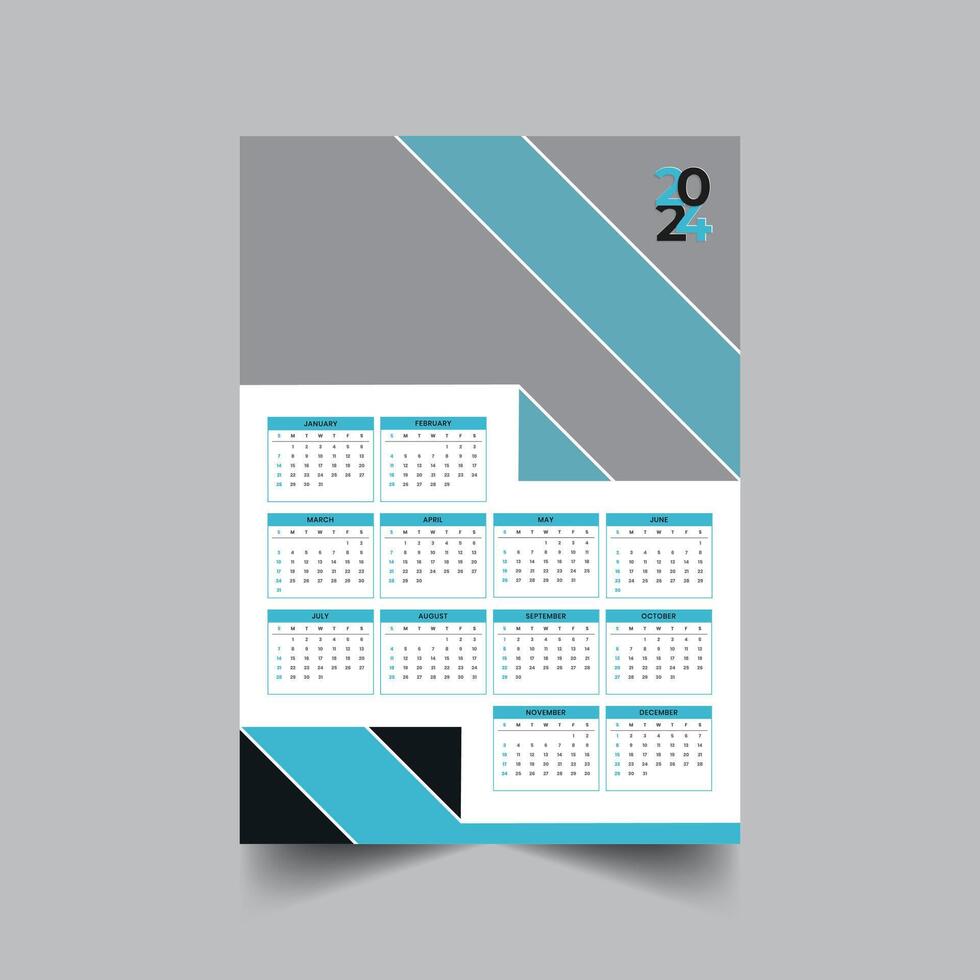 Corporate calendar design template 2024 vector