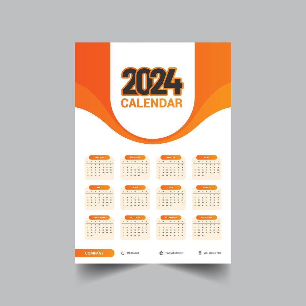 2024 resumen calendario diseño modelo vector