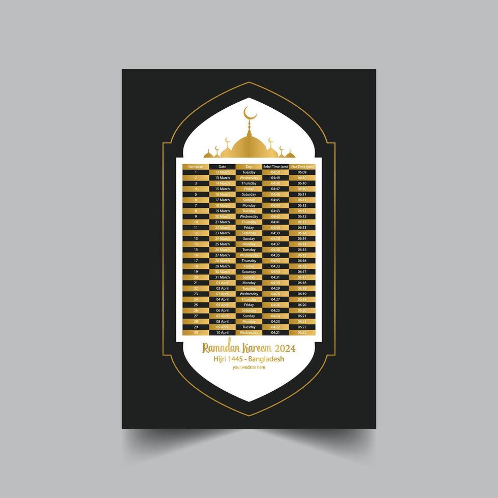 Ramadán kareem calendario diseño modelo vector