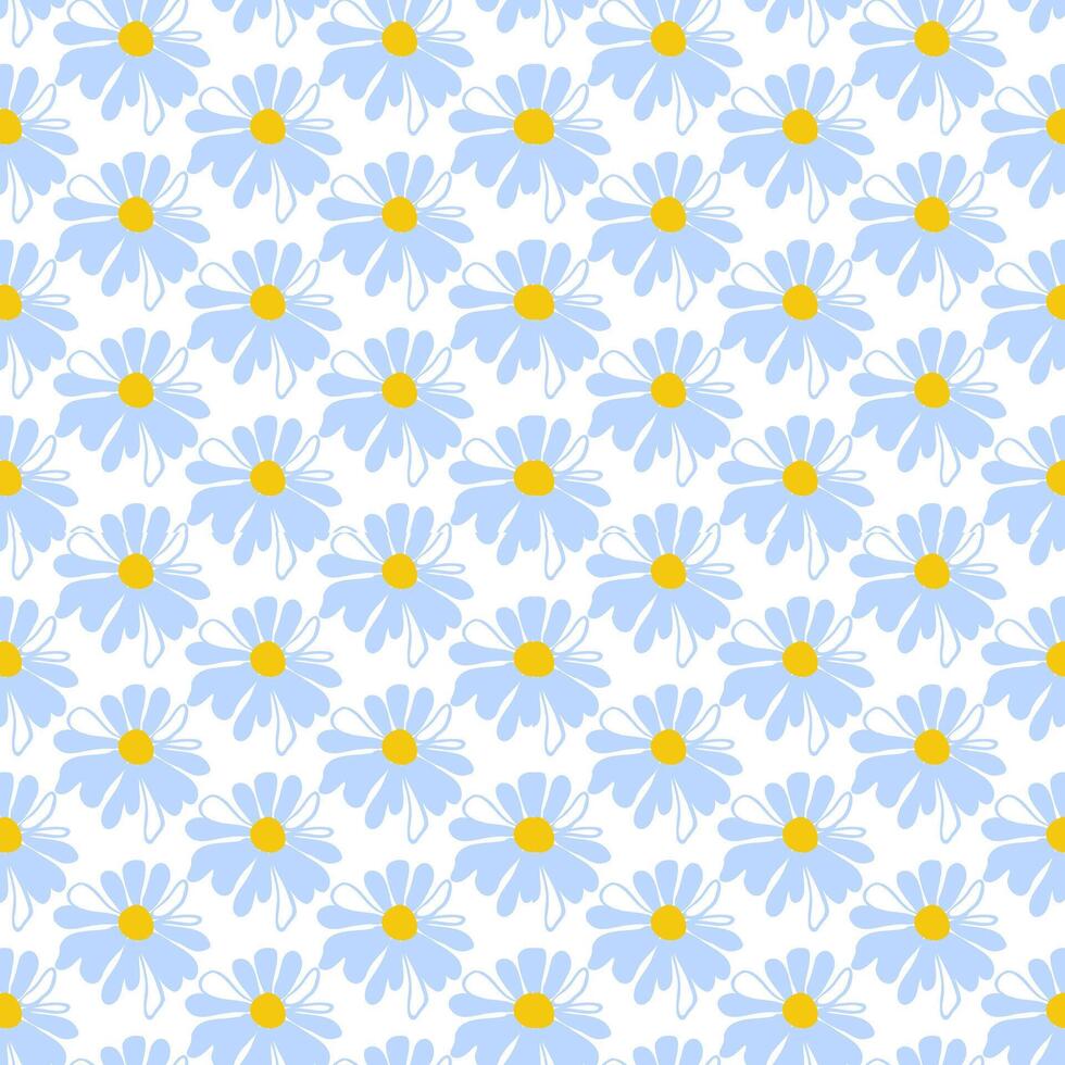 primavera sin costura modelo filas prado margaritas blanco verano modelo floreciente flor silvestre ditsy ornamento envase tela fondo de pantalla textil mosaico vector