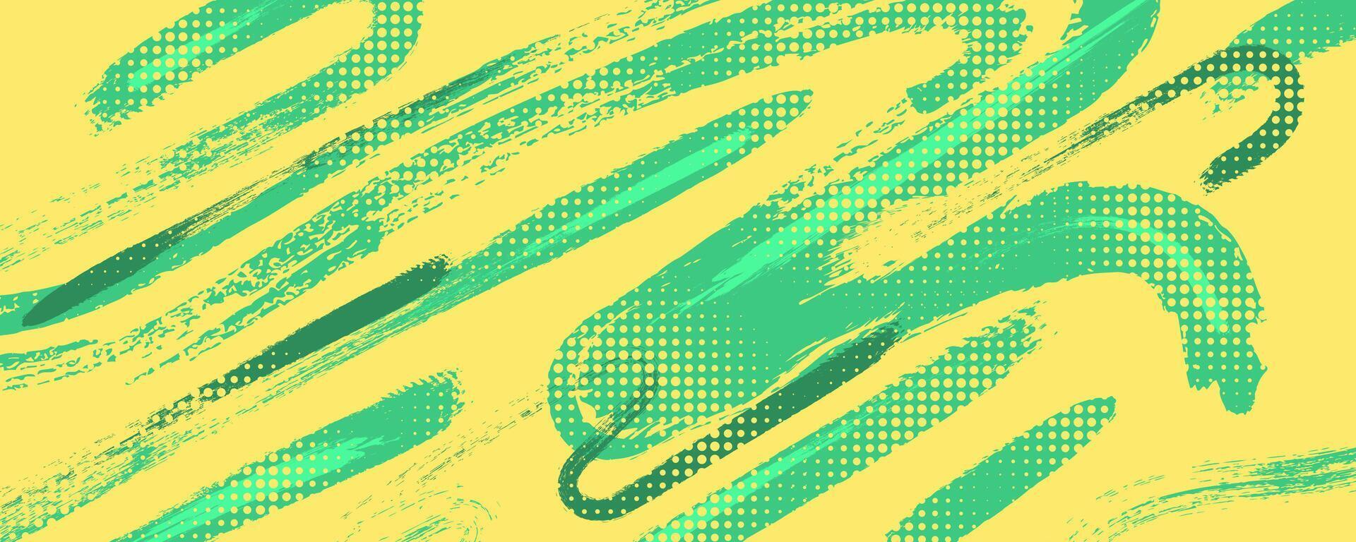 Abstract Green and Yellow Grunge Brush Background with Halftone Effect. Sports Background with Grunge Concept vector