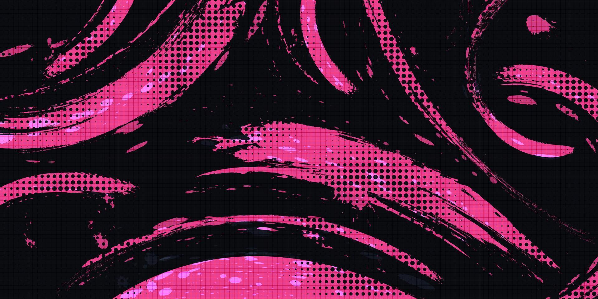 Abstract Black and Pink Grunge Brush Background with Halftone Effect. Sports Background with Grunge Concept vector